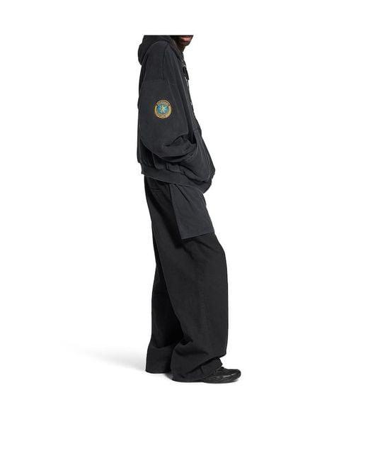 Balenciaga Black Uniform Patch Zip-Up Hoodie for men