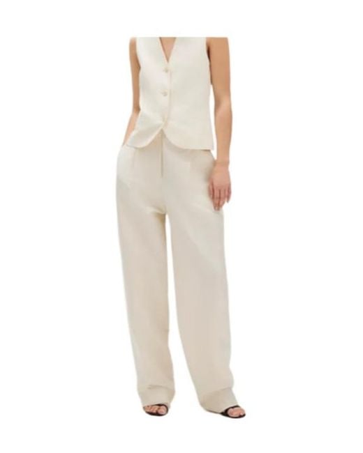 Calvin Klein Natural Structured Pleated Pants