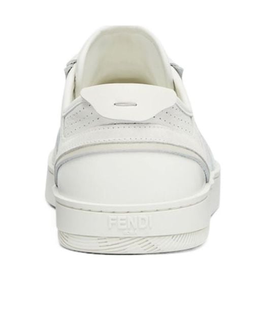 Fendi White Ff Motif Low-Top Sneakers for men