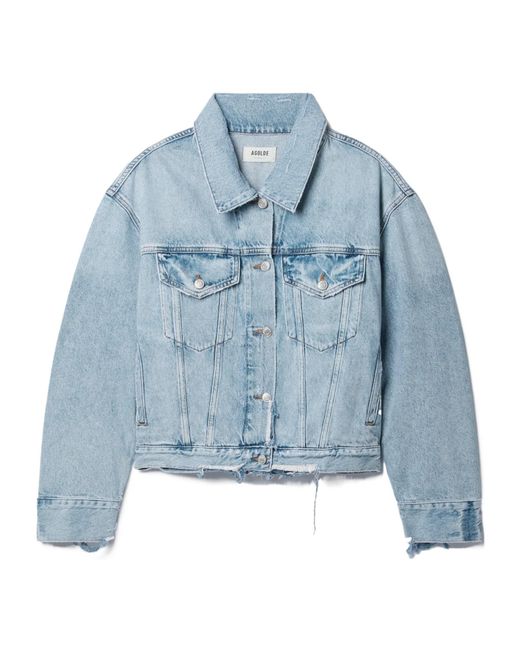 Agolde Blue Martika Distressed Organic Denim Jacket
