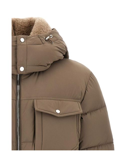 Moorer Brown Hooded Puffer Jacket for men