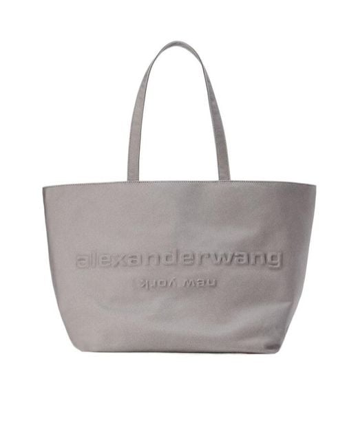Alexander Wang Gray Logo Embossed Ponch Tote Bag