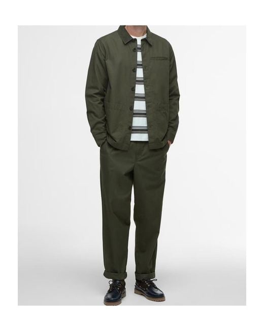 Barbour Green Elastic Waist Trousers for men