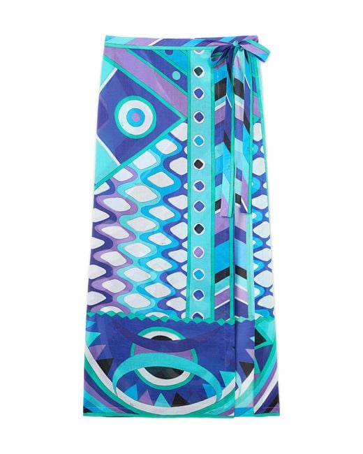 Emilio Pucci Blue Pucci Vivara Printed Straight Hem Sarong