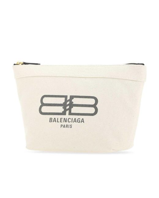 Balenciaga Natural Logo Zipper Handbag