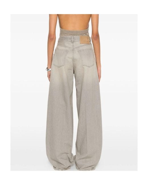 Haikure Gray Bethany Faded-Effect Wide-Leg Jeans