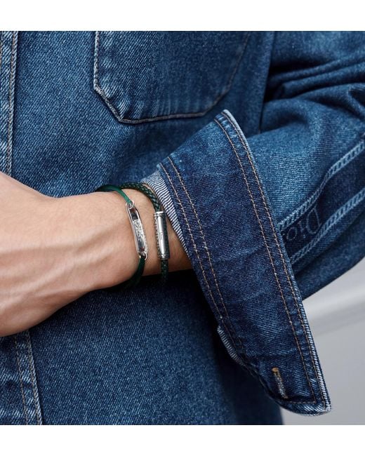 Dior White Cannage Woven Leather Bracelet for men