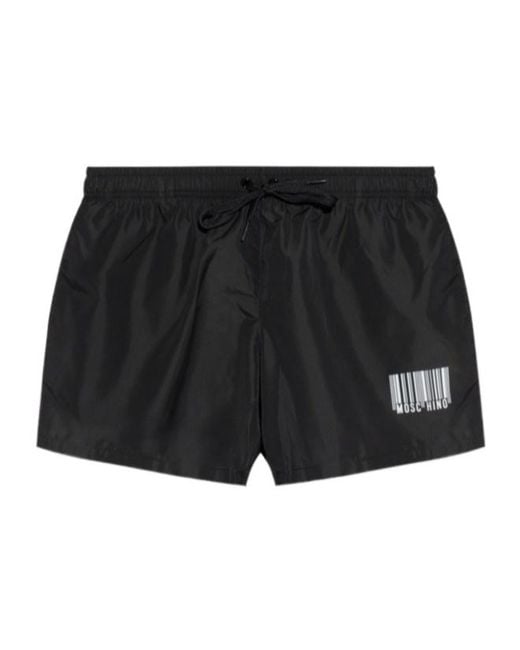 Moschino Black Drawstring Swim Trunks for men
