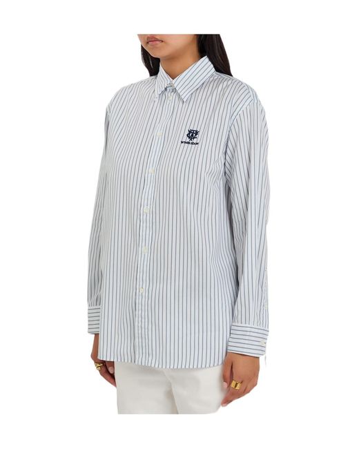 Polo Ralph Lauren White Striped Embroidered Cotton Shirt