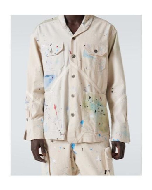 Greg Lauren White Button-Down Casual Jacket for men