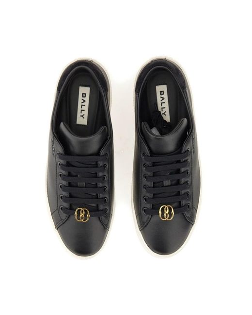 Bally Black Ryver Logo-Plaque Leather Sneakers