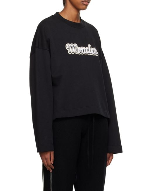 Moncler Black Logo Printed Crewneck Sweatshirt