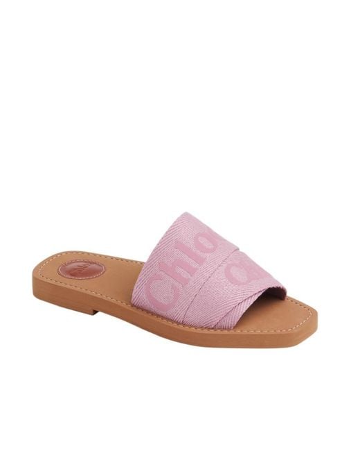 Chloé Pink Woody Flat Slides