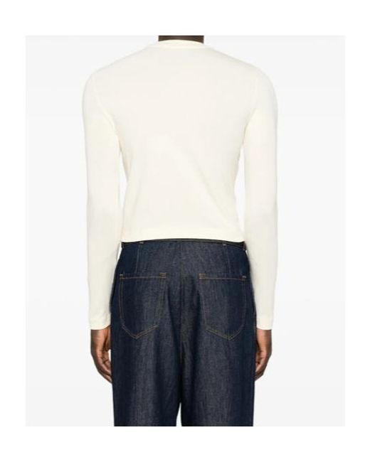 Jacquemus White Logo-Patch Long-Sleeve T-Shirt for men