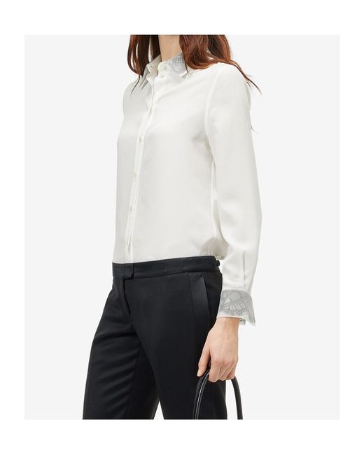 McQueen White Floral Lace Detail Shirt