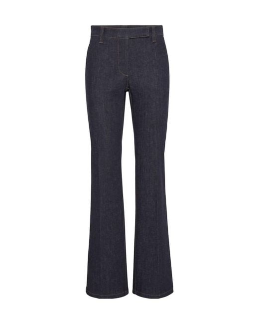 Brunello Cucinelli Blue High-Waisted Flared Trousers