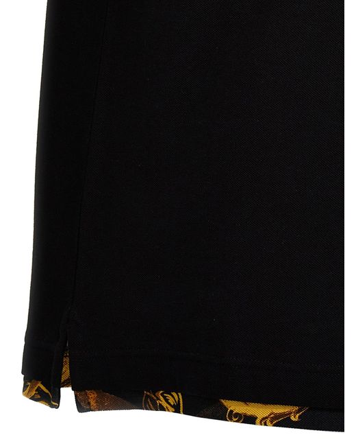 Versace Jeans Black Couture Logo-Embroidered Short-Sleeved Polo Shirt for men