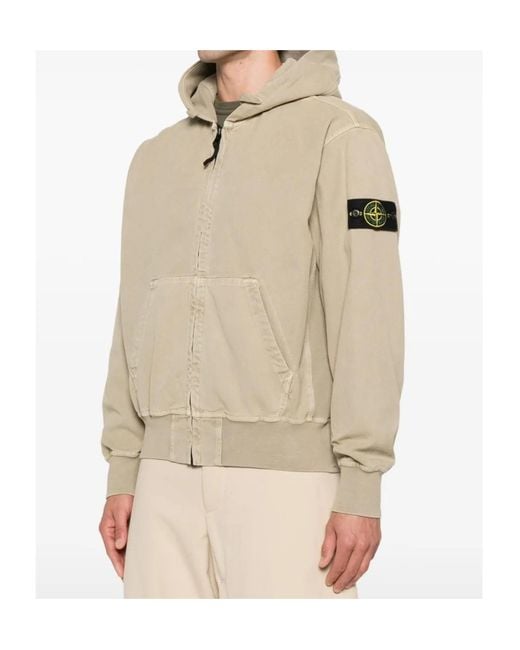 Stone Island Natural Oversized Fit Hooded Zip-Up Sweatshirt for men