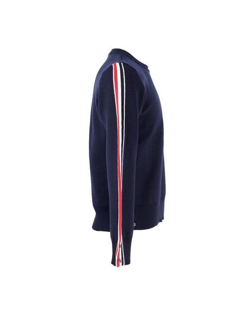 Thom Browne Blue Signature Stripe Trim Jumper for men