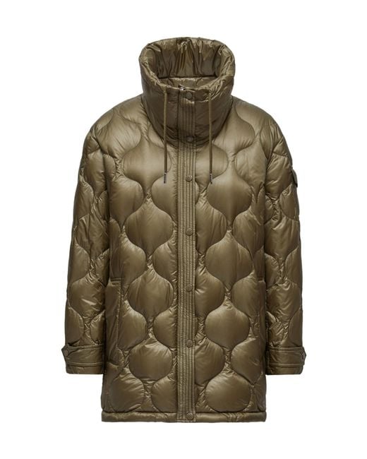 Moncler Green Lombi Hooded Mid Length Down Jacket