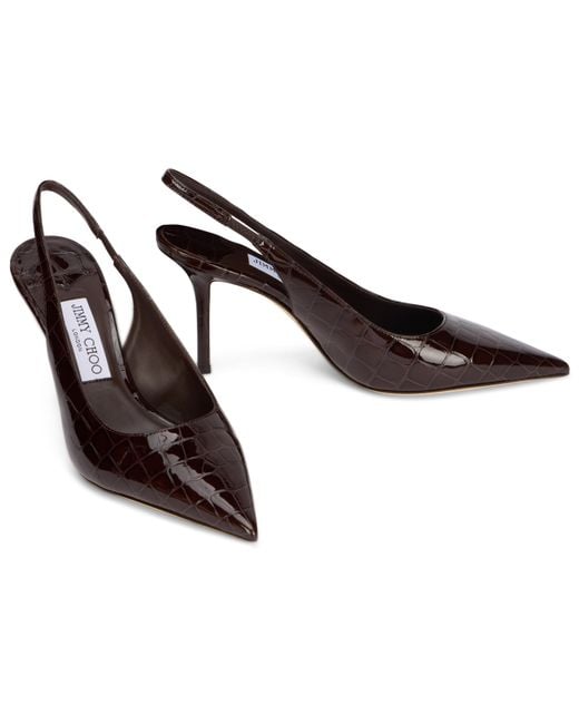 Jimmy Choo Brown Embossed Slingback Pumps