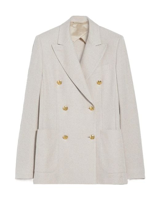 Max Mara White Double-Breasted Long-Sleeved Jacket