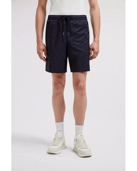 Moncler Blue Logo Patch Drawstring Shorts for men