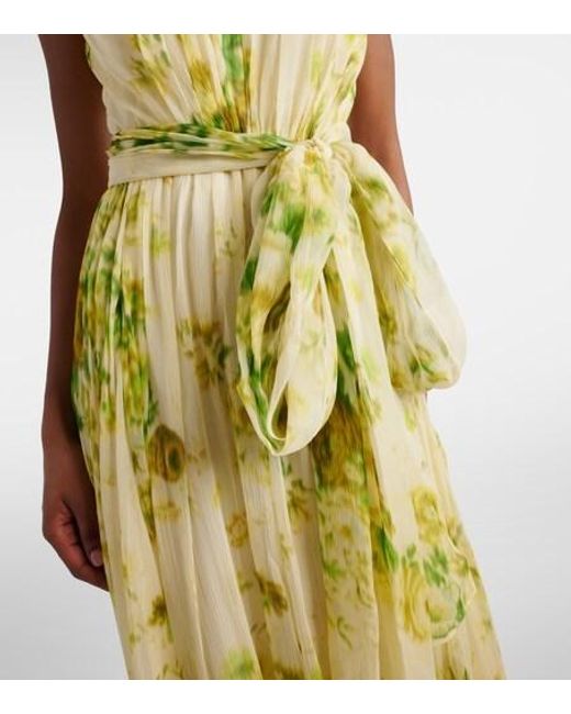 Erdem Green Floral Silk Creponne Gown