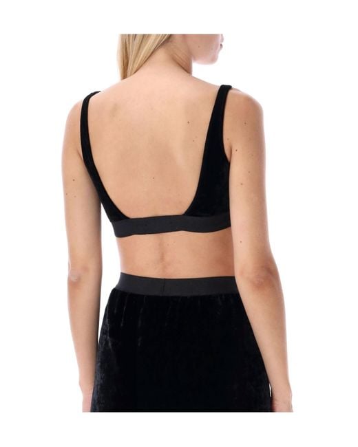 Tom Ford Black Stretch Lustrous Velour Signature Bralette