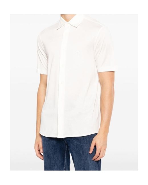 Emporio Armani White Short-Sleeve Logo Shirt for men