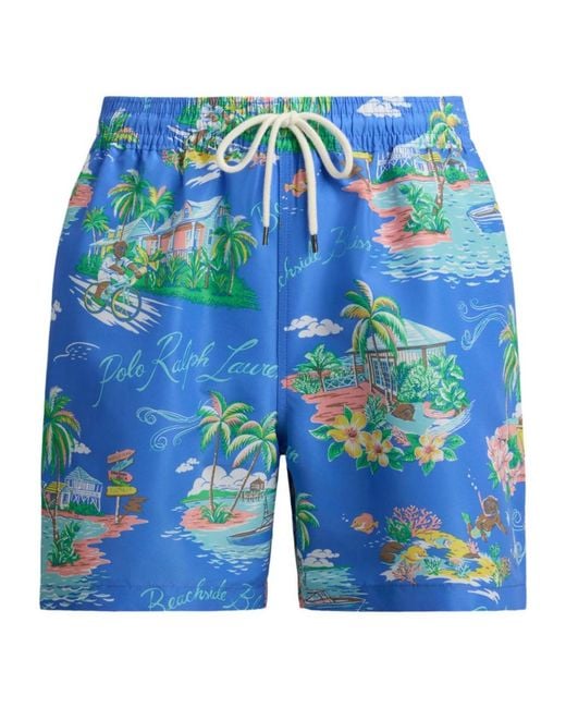 Polo Ralph Lauren Blue Tropical Print Swim Shorts for men