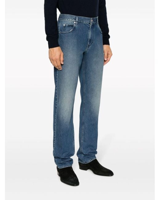 Isabel Marant Blue Logo-Patch Straight-Leg Jeans for men