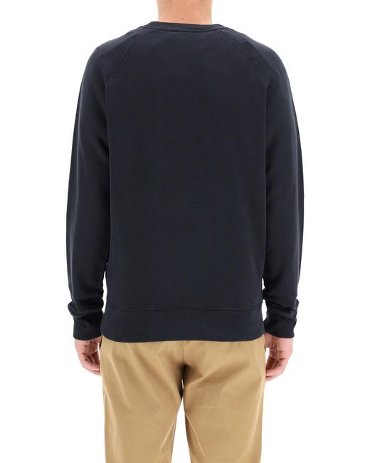 Maison Kitsuné Blue Logo-Patch Crew Neck Sweater for men