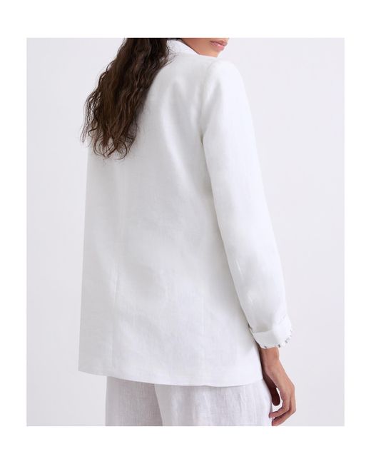 Marella White Long-Sleeve Blazer With Lapel Collar