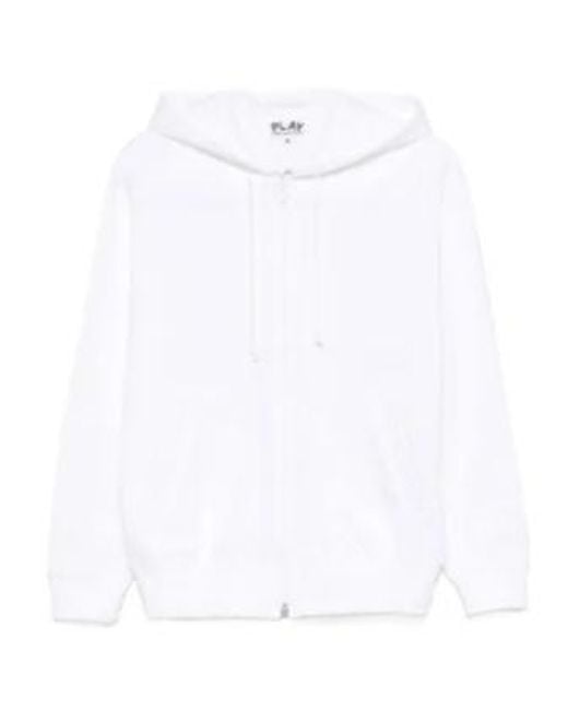 COMME DES GARÇONS PLAY White Hoodie With Signature Heart Appliqué for men