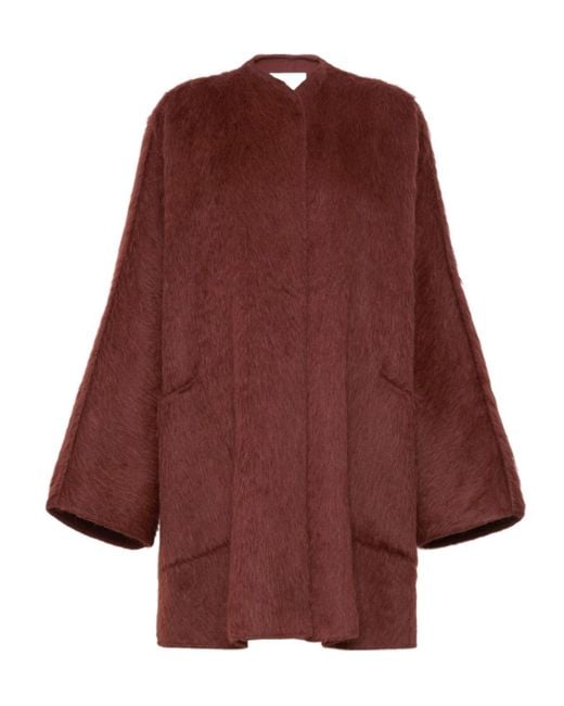 Max Mara Red Short Alpaca And Wool Coat