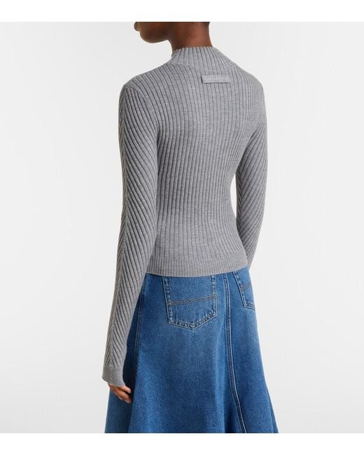 Victoria Beckham Gray High-Necked Knit Sweater