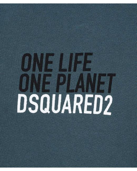 DSquared² Blue Logo Print Zipped Hoodie for men