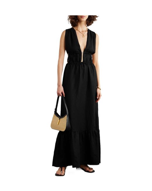 Lemlem Black Lelisa Ruffled Linen-Blend Maxi Dress