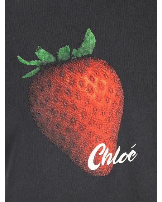 Chloé Black Graphic Crew Neck T-Shirt
