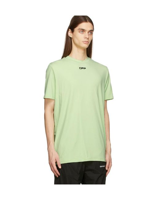 Off-White c/o Virgil Abloh Green Logo-Print Arrows T-Shirt for men