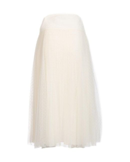 Dior White Mid-Length Pleated Skirt