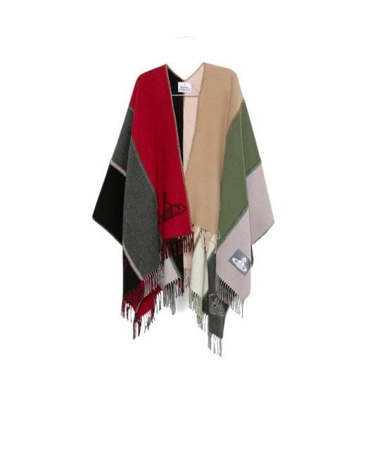 Vivienne Westwood Red Orb-Print Blanket Poncho
