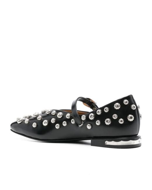 Toga Black Rivet Ballet Flats