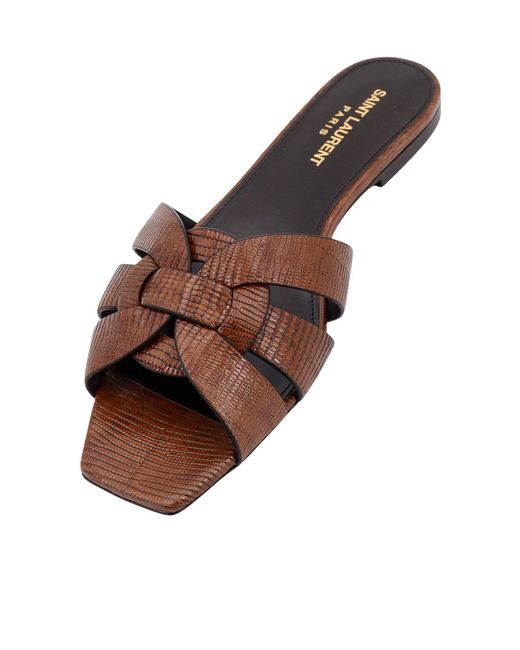 Saint Laurent Brown Tribute Open-Toe Sandals