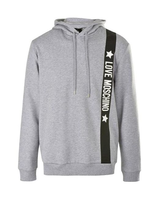 Moschino Gray Logo Details Long-Sleeved Sweater for men