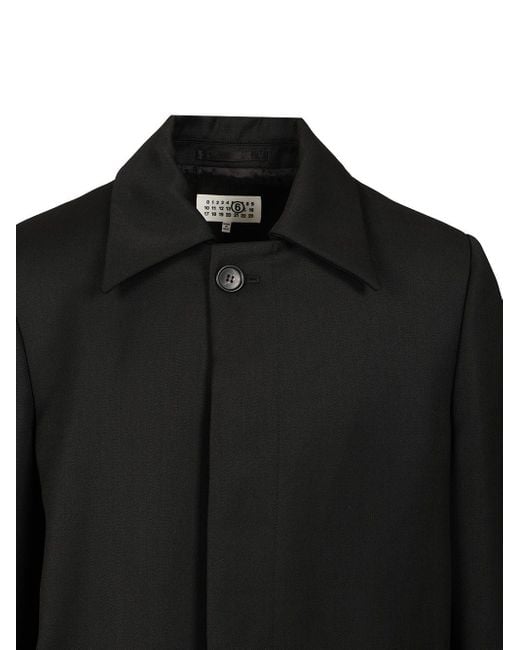 MM6 by Maison Martin Margiela Black Buttoned Tailored Overcoat for men