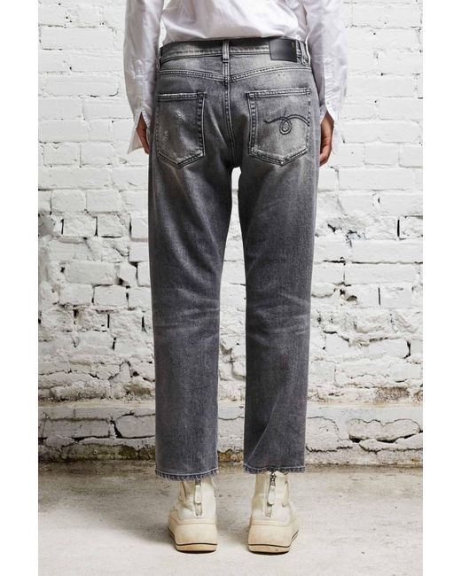 R13 Gray Distressed Boyfriend Jeans