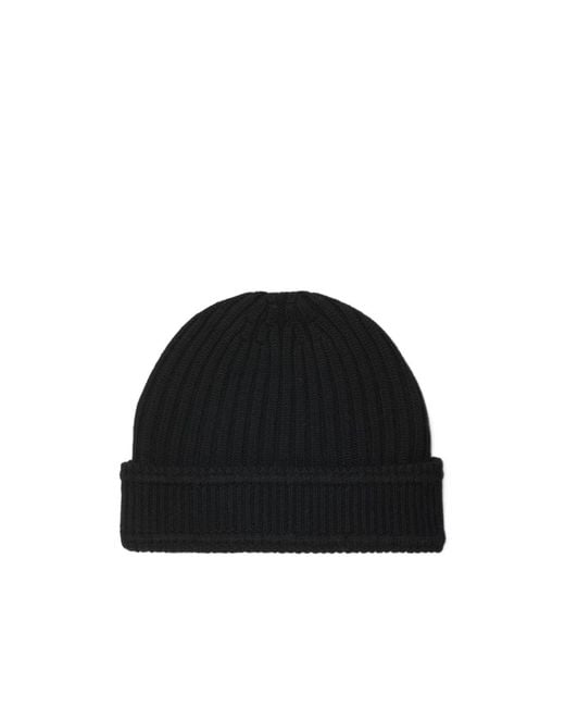 Burberry Black Logo Embroidered Ribbed-Knit Beanie for men
