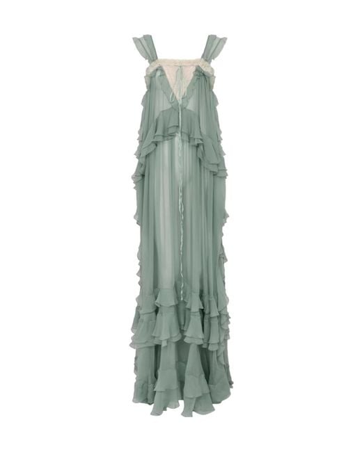 Chloé Green Sleeveless Layered Long Dress